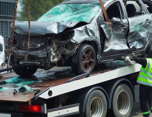 pomoc drogowa wciągająca auto na lawetę